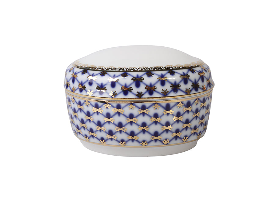 Oval Cobalt Net Mücevher Kutusu
