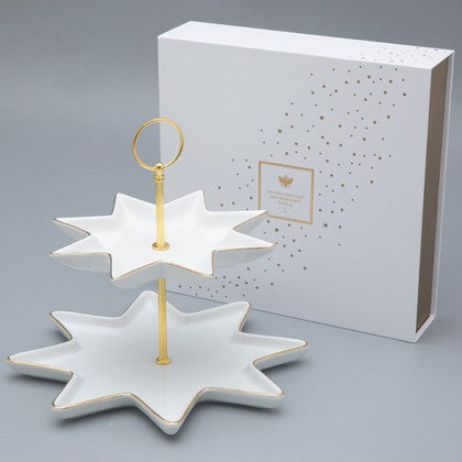 2 katlı raf IPM Star Gold kurdele, hediye seti, porselen
