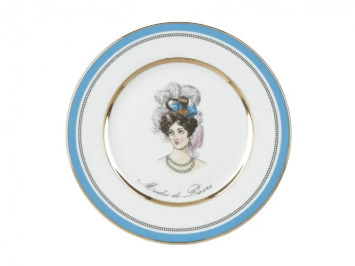 Tatlı tabağı küçük 180 mm şekil Avrupa-2 çizim Modes de Paris (mavi)