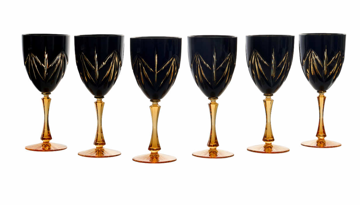 6 adet kadeh / şarap seti “Arkada” desenli