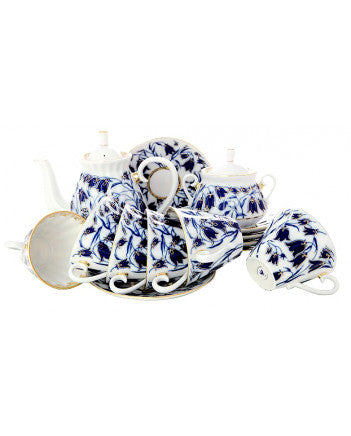 Mavi Çan Çiçekleri Çay Servis Takımı – 14 Parça