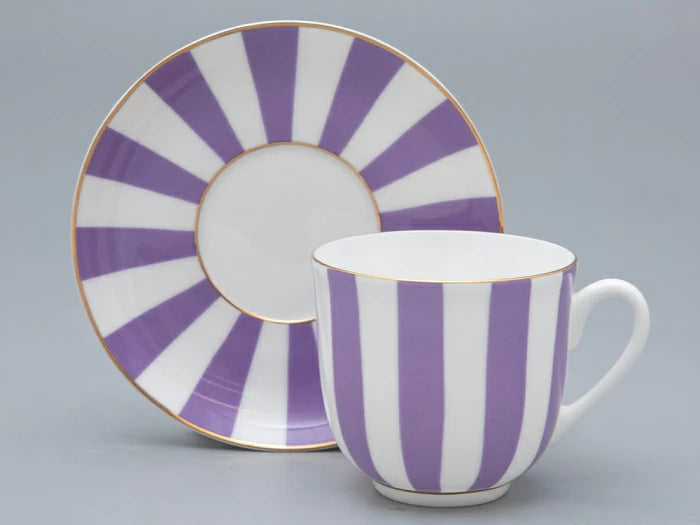 Kahve Fincanı ve Tabağı 180 ml Zambak Vadisi Şekli 2 Figür Evet ve Hayır (katmanlı mor)