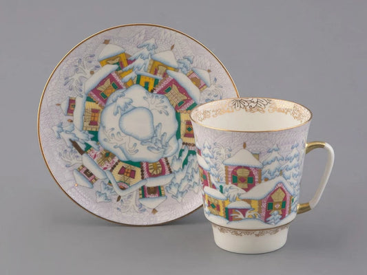 Fincan ve fincan tabağı 165 ml şekil Mayıs deseni Kış günü
