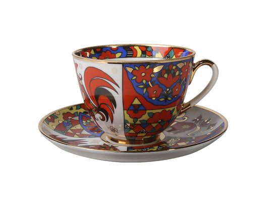 Bahar Halk Deseni Çay Fincanı ve Tabağı