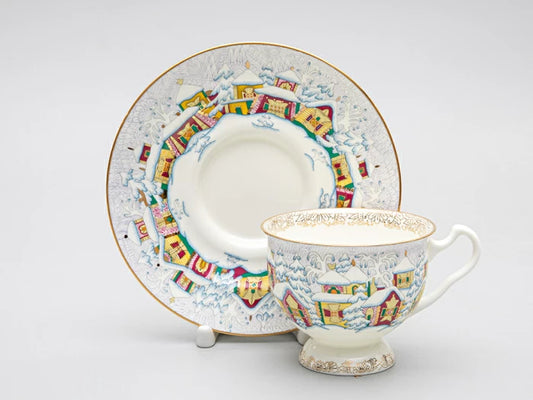 Fincan ve fincan tabağı, Isadora'nın çay formu, çizim, Kış Günü,