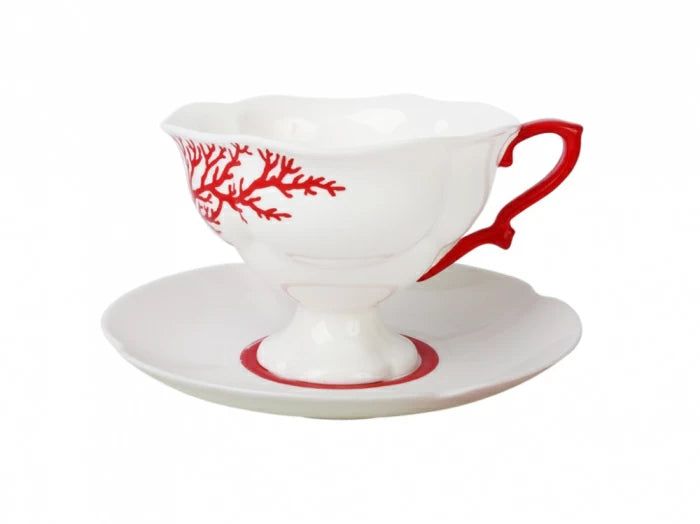 Çay bardağı ve tabağı 220 ml şeklinde Natasha çizimi Mercan sanatı