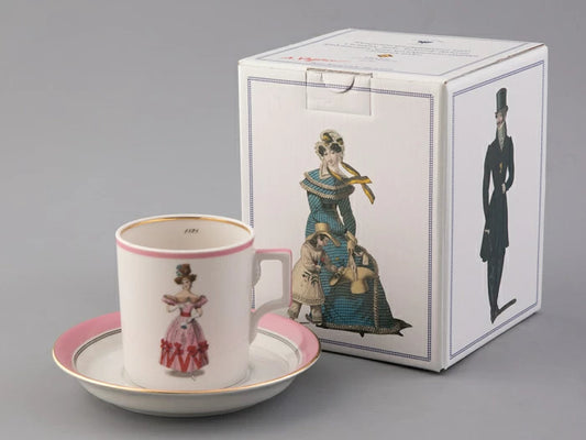 Çay bardağı ve tabağı 220 ml Zırh çizimi, Modes de Paris, 1828
