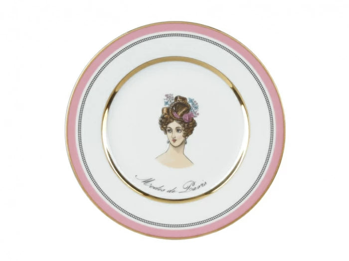 Tatlı tabağı küçük 180 mm şekil Avrupa-2 çizim Modes de Paris (pembe)