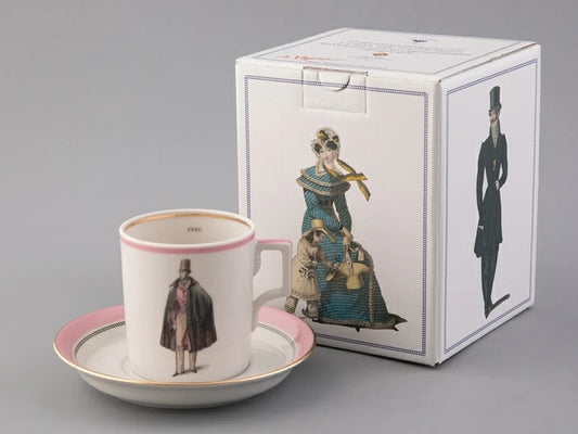 Fincan tabağı ve fincan tabağı Üniforma, Zırh Deseni, Modes de Paris (Pembe)