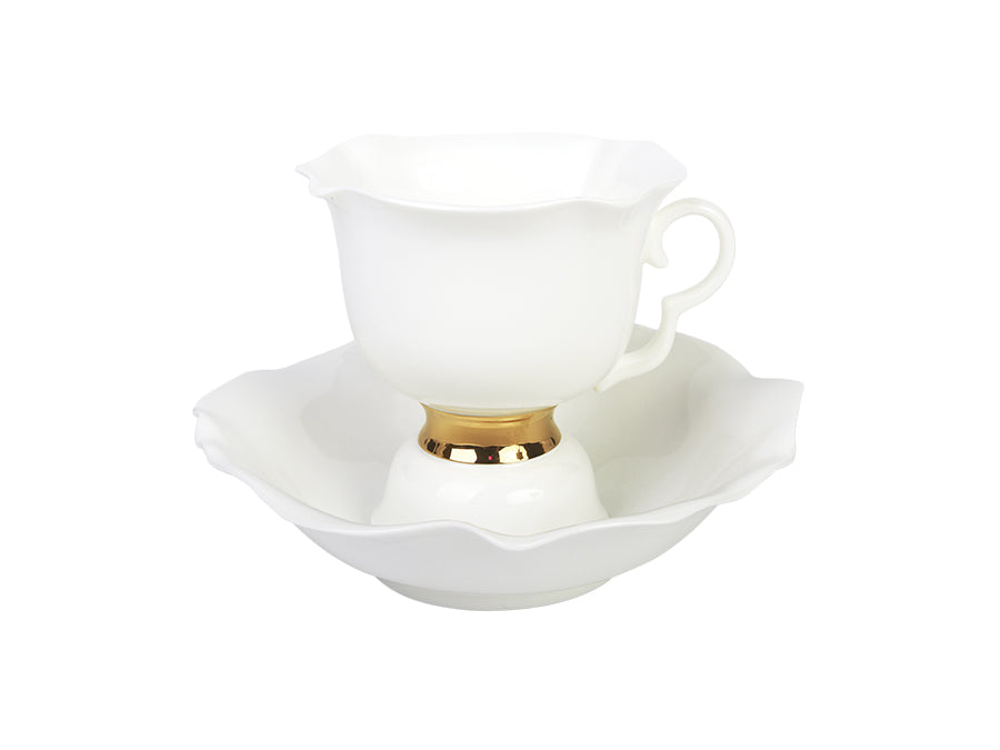 Fincan + Tabak – White Flower Golden Ribbon