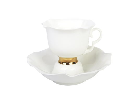 Fincan + Tabak – White Flower Golden Ribbon