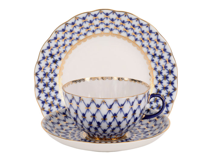 3 Parçalı set Çay Fincanı (Lale form)Cobalt Net 1/3