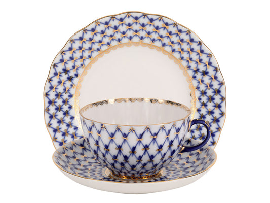 3 Parçalı set Çay Fincanı (Lale form)Cobalt Net 1/3