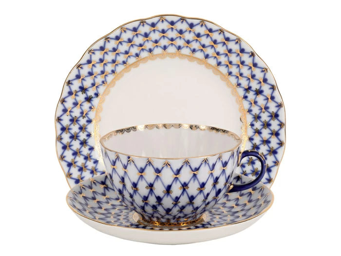 Çay Fincanı ve Tabağı  Lale deseni Cobalt Net 1/3