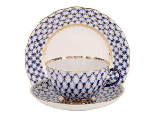 Çay Fincanı ve Tabağı  Lale deseni Cobalt Net 1/3