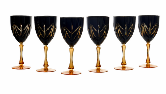 6 adet kadeh / şarap seti “Arkada” desenli