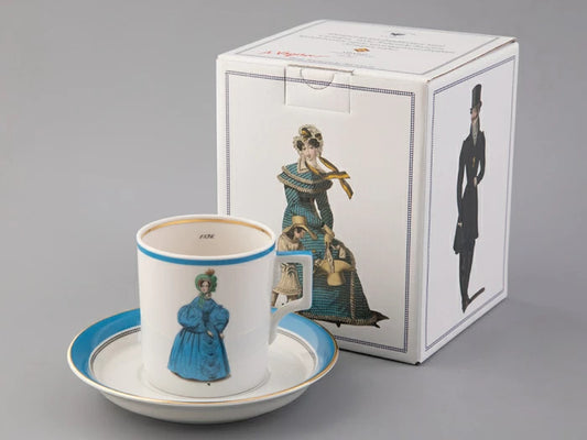 Fincan tabağı ve fincan tabağı Zırh deseni, Modes de Paris (mavi), sanat. 81.25661.00.1