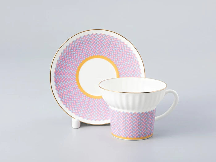 Kahve fincanı ve tabağı 155 ml şekli Dalga çizimi Geometri 2