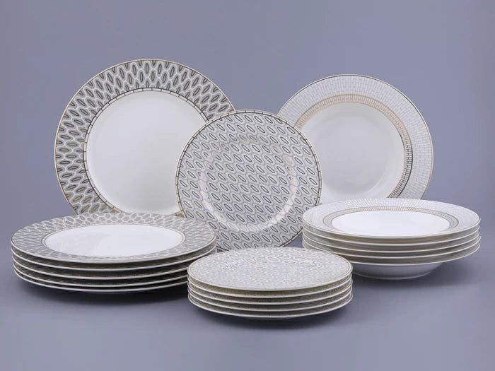 6 kişilik akşam yemeği servisi 18 parça üniforma Premium çizim Salamander Grey