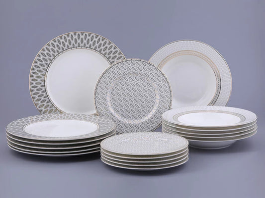 6 kişilik akşam yemeği servisi 18 parça üniforma Premium çizim Salamander Grey