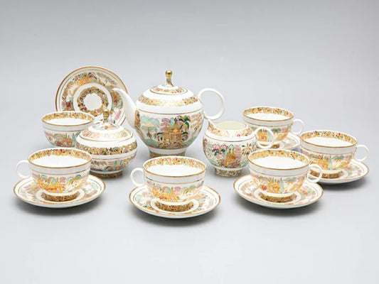 Çay servisi, şekil, Elma çizimi, Manzara, friz, 6 kişi, 15 ürün