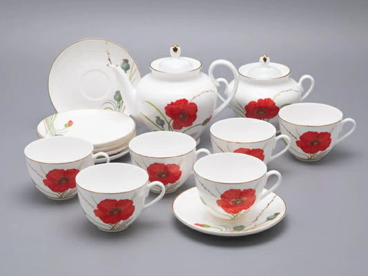 Çay servisi Bahar 2 çizimi 6 kişilik Maki 14 adet