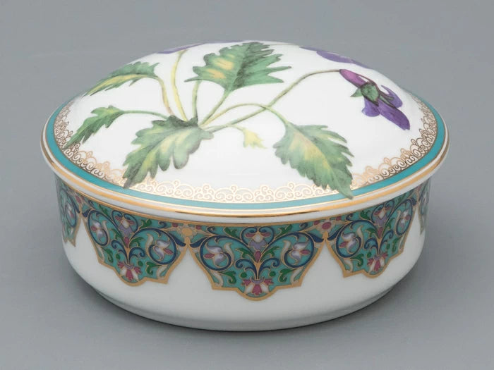 Mucevher kutusu, şekil Yuvarlak, çizim Menekşe kesik