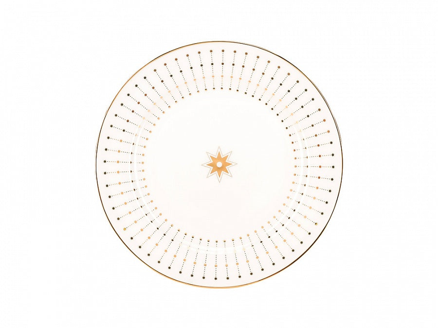 Traditional Koleksiyon 20 cm Azure Gold Düz Bone Porselen Tabak
