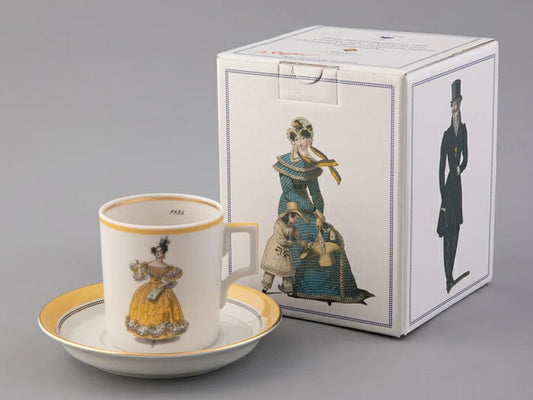 Çay bardağı ve fincan tabağı 220 ml şekil Zırh çizimi Modes de Paris 1835