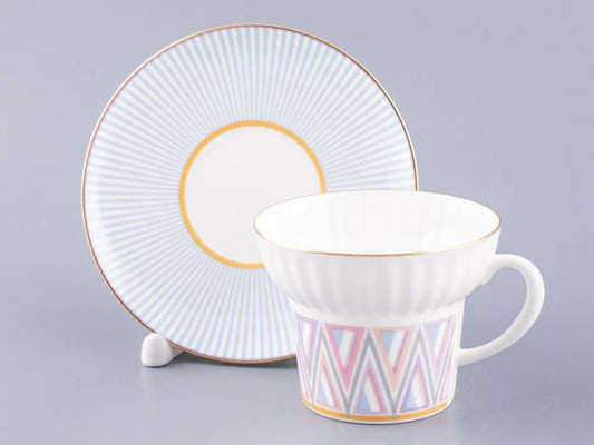 Kahve fincanı ve tabağı 155 ml şekli Dalga çizimi Geometri 1