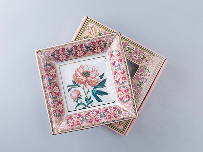 Hediye kutusunda küçük şeyler için stand, kare şeklinde, Harika Şakayık çizimi