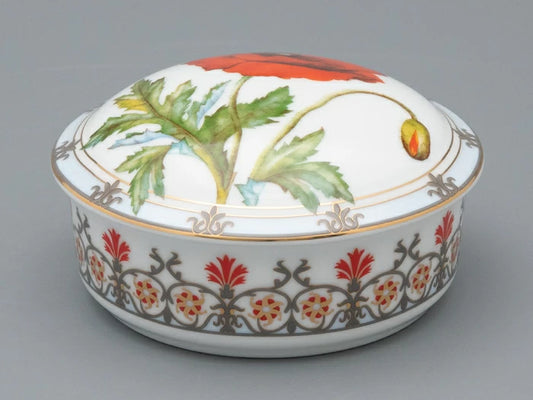 Mucevher kutusu, şekil Yuvarlak, çizim Oryantal haşhaş, sanat