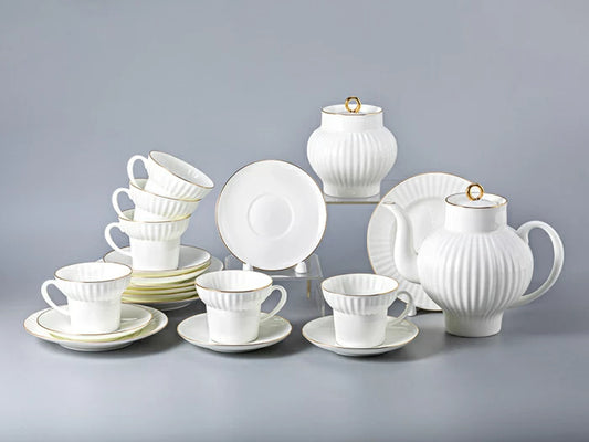Çay Seti, Dalga Çizimi, Altın Biye, 6 Kişi, 20 Adet