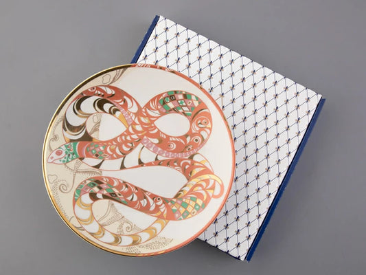 Hediye kutusunda 195 mm dekoratif plaka, elips şeklinde, Yılan-bororo