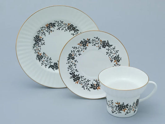 Üç parçalı set çay şekli Dalga deseni İnce dallar 155 ml