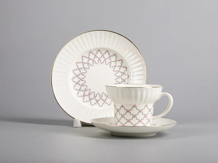 Üç parçalı set çay Dalga deseni Gül Ağı 155 ml